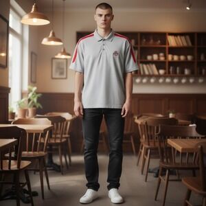 Ohio State Polo Mens M Grey NCAA Football Campus Classics The Oval